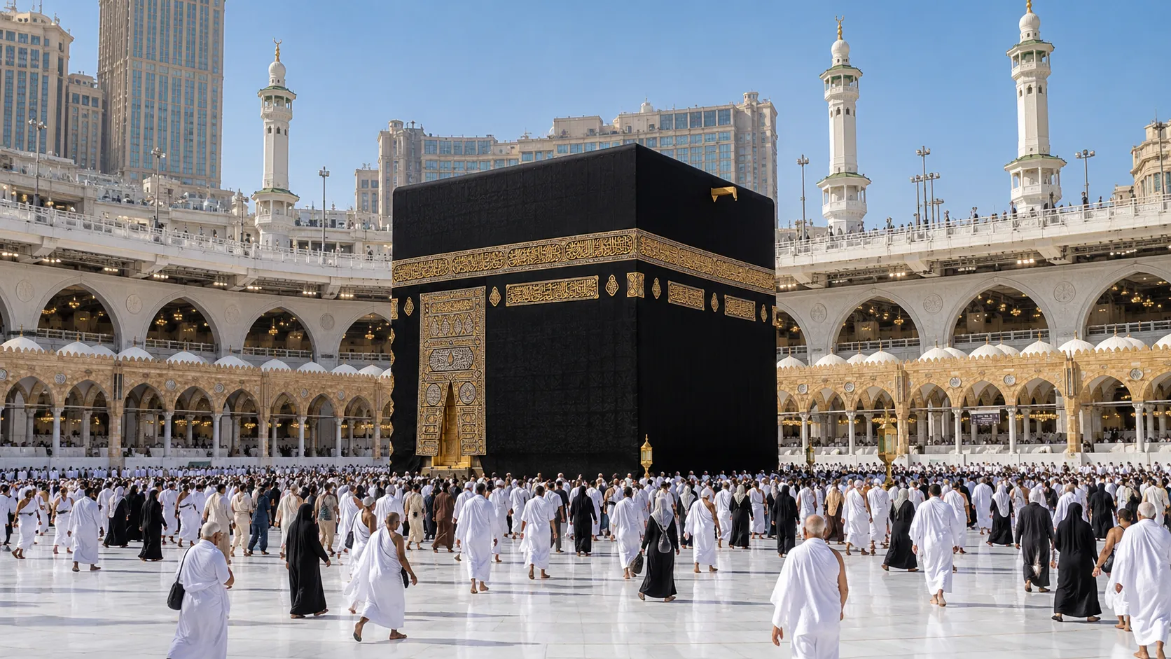 Pilgrims surrounding the Kaaba in Makkah